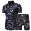 Mannen Shirts + Shorts Set Nieuwe Zomer Casual Gedrukt Hawaiian Shirt Korte Mannelijke Afdrukken Rokkostuum Sets Plus SizeM-4XL