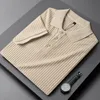 Męska Polos Spring Summer Knit Polo Shirt Men Casual Down-Down Button Fashion Solid Slim Tops Ice Silk Knitting-shirt B85 230606