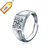 Joyería de diamantes Moissanite para hombres europeos y americanos para regalo de novio anillo de plata de ley 925