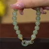 Imitation Jade Bead Bracelet for Women Heart Buckle Fengshui Lucky Bangle Jewelry