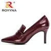 ROYYNA nouveaux Designers Original Top qualité femmes pompes bout pointu talons fins robe chaussure belle cuir chaussures de mariage Feminimo