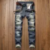 Męskie dżinsy jeansowe Zniszczone proste fit Stretch Fashless Modny niebieski swobodny społeczny Hip Hop Party Wysokiej jakości dżinsowe spodnie 230606