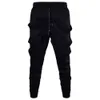 Pants Men nightclub singer punk harem cargo pants stage costume mens hip hop joggers multi ribbons black drop crotch trousers for man