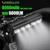 バイクライトBoler Bicycle Light Front 6000Lumen 8000MAH防水懐中電灯USB充電MTBロードサイクリングランプアクセサリー230607
