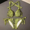 Kobiety w bliźniaczce stroje kąpielowe bikini mody wzór węża SKUNKI SKUJA SYSTEM Dwuczęściowe dzielone stroje kąpielowe Kobiet Swimsuit Seksowny zestaw bikini z zestawu na plażę T230607