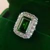 Cluster Ringen Luxe 8ct Emerald Diamond Ring Echt 925 Sterling Zilveren Sieraden Engagement Wedding Band Voor Vrouwen Mannen Edelstenen Gift