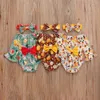 Strampler Kleinkind Säugling Baby Mädchen Halloween Thanksgiving Big Bow Bodysuit Herbst Langarm Schulterfrei Jumpsuit Playsuit Floral