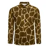 Men's Casual Shirts Giraffe Skin Print Shirt Autumn Wild Animal Mens Novelty Blouses Long Sleeve Printed Streetwear Clothing Plus Size