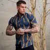 Camicie casual da uomo Camicia da uomo estiva Stampa digitale Catena d'oro Abbigliamento da strada Risvolto a maniche corte Sottile Top ad asciugatura rapida