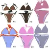 Hot Selling Bikini Women Fashion Badkläder i lager Swimsuit Bandage Bathing Suits Sexig Pad Beauty Back Tow-Piece 6 Styles Pure Color Summer Beach Swim