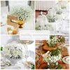 Flores decorativas branco respiração do bebê artificial toque real flor gipsófila falsa para casamento guirlanda coroa de flores buquê faça você mesmo decoração da casa