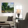 Impressionist Landscape Canvas Art Ducks on The Pond at Montfoucault Camille Pissarro Painting Handmade Artwork for Hotel Lobby