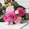 Decorative Flowers 1 Bundle Silk Peony Bouquet Home Decoration Accessories Wedding Party Scrapbook Fake Plants Pompons Artificial Roses