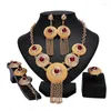 Necklace Earrings Set Exquisite Dubai Gold Plated Jewelry Brand African Nigerian Wedding Bridal Jewellry Women Promotion