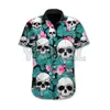 Men's Casual Shirts Skulls With Blue Snakes And Red Roses 3D All Over Printed Hawaiian Shirt Men's For Women's Harajuku Unisex