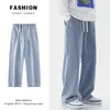 Heren Jeans Oversized Wijde Pijpen Lente Zomer Trend Ins Rechte Losse Elastische Taille Casual Streetwear Baggy Broek Mannelijke 230607