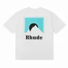 2023 Summer masculino camisetas femininas rhude designer camisetas para top letra letra bordado de pórodes t roupas de manga curta camiseta grande tamanho s-xl