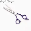 Outils Z9122 6 "17 cm 440C JP 440C fournitures de coiffure Dragon violet ciseaux de coupe ciseaux amincissants ciseaux à cheveux en forme de feuille de saule