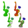 Silicone Main Fumer Pipe Mini Brûleur À Huile Bongs Avec Verre Narguilé Bol Diapositive Percolateur Conduites D'eau Bubblers Recycler Portable Dab Rigs