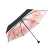 Paraplyer Trefolds paraply Kvinnlig liten färsk svart lim vikande regn Dualanvändning Solskydd Ultravioletstrålar