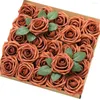 Dekorative Blumen Mefier Home Künstliche 25/50 Stück gebrannte orangefarbene Rosen-Schaumrosen mit Stielen für DIY-Hochzeitsfeier-Dekoration