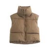 Gilets pour femmes mode femmes chaud col montant sans manches gilet printemps hiver Mini manteau femmes coton rembourré thermique avec fermeture à glissière hauts