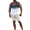 Men's Casual Sports Comfort Vest Sexy U-shaped Neck Tank Top Sleeveless Gradient Color Gym Fitness Breathable Quick Dry