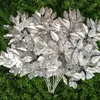 Fiori decorativi 12PCS Matrimonio Foglie d'argento Rami Ramo di piante artificiali multiuso Falso