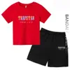 Kläduppsättningar Trapstar Kids Clothing T-Shirt Tracksuit Set Harajuku Topps Tee Funny Hip Hop Color T Shirtbeach Casual Shorts Set 230606