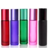 5 pièces 10 ml Portable épais verre rouleau flacon huile essentielle parfum conteneur voyage rechargeable givré coloré rouleau boule bouteille ZNGN