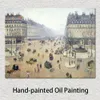 Opera d'arte su tela Avenue De L Opera . Misty Camille Pissarro Dipinge l'arte paesaggistica impressionista fatta a mano per la sala da pranzo