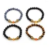 Charm Bracelets 4 Color Frosted Stone Dragon Man Bracelet Crystal Bangles Black Brown Beads Jewelry Accessory