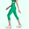 L065 Düz Renk Yüksek Bel Kırpılmış Pantolon Hiçbir T-Line Yoga Pantolon Slim Fit Tayt Eşofman Altı Çıplak Duygu Kapriler Kadın Elastik Sıkı