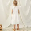 Robes de fille filles coton et lin robe blanche été nouveau bébé fille à manches courtes décontracté lâche couches princesse TZ89 R230607