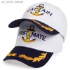 Kaptan İlk Mate Cap Kostüm Donanma Deniz Amiral Şapka Denizci Tekne Çapa Çapa Snapback Hat Ayarlanabilir L230523