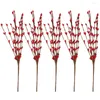 Fleurs décoratives 5 pièces tiges de baies artificielles fausse branche choix rouges pour Bouquets d'automne décorations de guirlande de noël