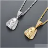 Pendant Necklaces Designer Gold Cz Cubic Zirconia Blingbling Franklin Portrait Necklace Mens Hip Hop Iced Out Diamond Rapper Jewelry Dhl5D