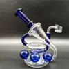 Pipe à eau en verre de 8 pouces Bong Heady Bong Incycler Blue Instrument Style Heady Pipe Fumer Dabber Rig Recycler 14,4 mm Joint femelle avec bol régulier Perc