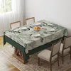 Table Cloth American Retro Green Tablecloth Geometric Printing Coffee Decoration Outdoor Picnic Round