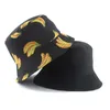 قبعات واسعة الحافة الصيفية فاكهة الموز طباعة دلو الصياد دلو للنساء شارع الهيب هوب قبعة الصيد غورو R230607