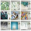 Shower Curtains Cute Dinosaur Funny Shower Bathroom Curtain Waterproof Cat Green Leaves Fabric Pastel Toilet Door Curtains Modern Marble Cortina 230627