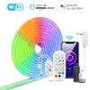 12V SMD 3535 Neon LED Strip Licht RGB WIFI Controller Werken Met Tuya Samert Leven Alexa Google Home Draadloze fita led Rgb tape lamp