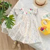 Robes de fille Summer Girl's Robe Fly Manches Princesse Coloré Dot Fleur Brodé Vêtements Pour Enfants