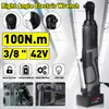 Sleutels Drillpro 42 В 100 Нм Аккумуляторный электрический гаечный ключ 3/8 дюйма Набор ключей с храповым механизмом Угловая дрель Отвертка Инструменты с 2 аккумуляторами