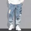 Męskie dżinsy streetwear Hip Hop Cargo Spodnie Casual Elastic Harun Joggers z jesieni i wiosny odzież 230607