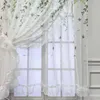 Gardin blommig fågel ren gardiner för sovrum kök dubbel lager dörrö