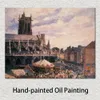 Canvas Art Camille Pissarro schilderij The Fair door de kerk van Saint Jacques handgemaakte kunstwerken levendige decor voor wijnkelder