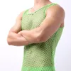 Мужские майки -топы мужской жидкость для гей -одежды нейлоновая сетчатая рубашка для геев