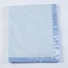 Double couche bleu bébé couverture bosse Super cristal velours emmaillotage couverture Satin bordure serviette de bain pour les soins chauds