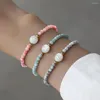 Bracelets porte-bonheur classique A-Z coquille lettre initiale Bracelet femmes à la main 4mm perle colorée pour bijoux cadeau